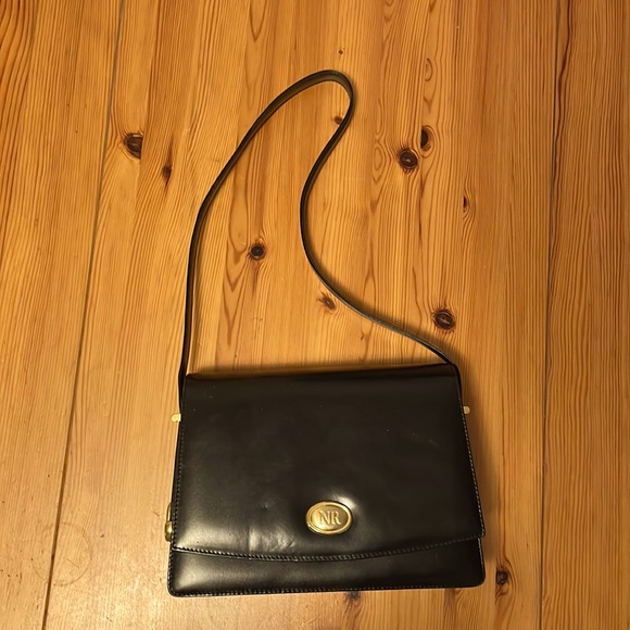 Vintage Nina Ricci leather bag black strap NR ❤️ - Picture 1 of 5